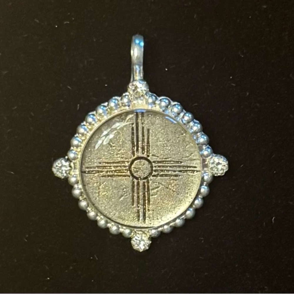 VSA Virgins Saints & Angels Zia Compass Medallion Silver Crystal Pendant NWOT